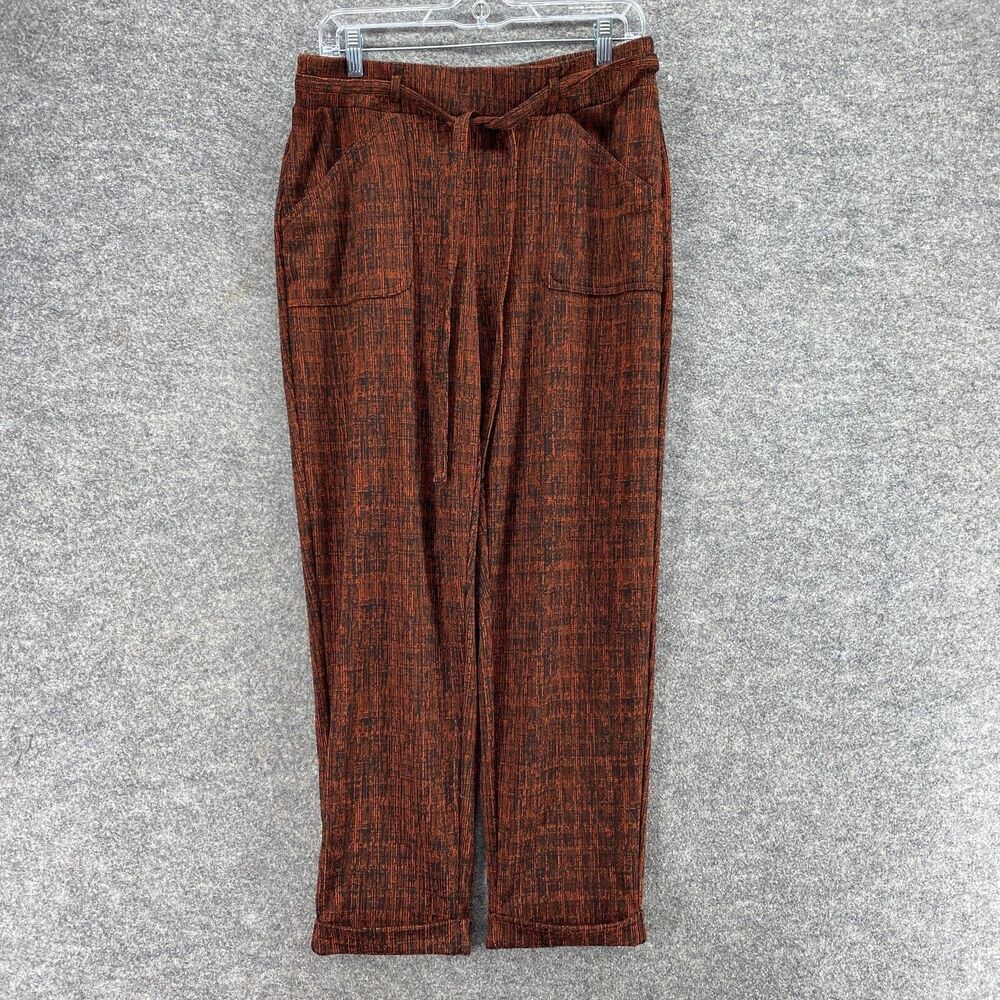5/$45 NYCC Pants Women 12 Brown Chino High Rise Flat Front Belted Cuffed
